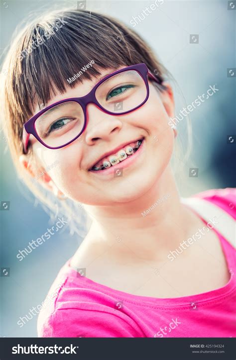 Girl Teen Pre Teen Girl Glasses Stock Photo 425194324