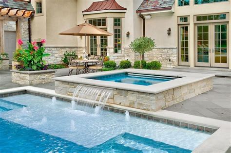 Hot Tub Waterfall Pool Built In Ideas Stone Rectangle Swimming Pools Building A Swimming Pool