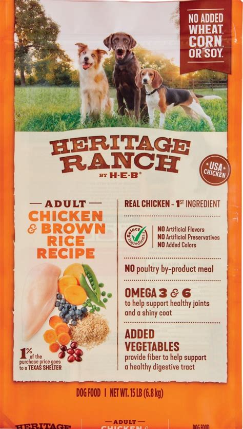 Heritage ranch by h‑e‑b chicken & brown rice recipe is a flavor your pet will beg for, and full of quality ingredients you can feel great about serving. H-E-B Heritage Ranch Dog Food | Review | Rating | Recalls