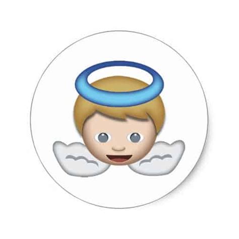 Baby Angel Emoji Classic Round Sticker Emojiprints