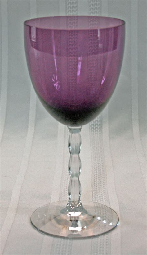 Rare Vintage Fostoria Westchester Crystal Amethyst Wine Glass Set Of 9 Circa 1940 S Purple Water