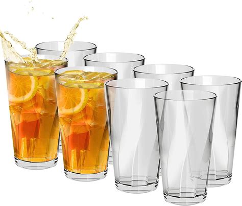 Vilike 600ml Plastic Tumblers Set Of 8 Drinking Glasses Reusable Plastic Cups Juice Glasses