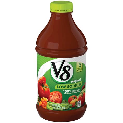 V8 100 Vegetable Juice Low Sodium 46 Fl Oz 1 Qt 14 Oz 136 Lt