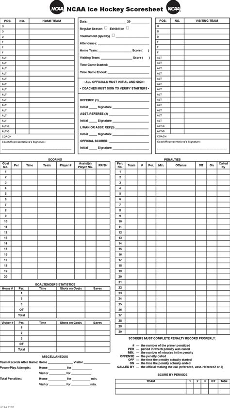 hockey score sheet template   speedy template
