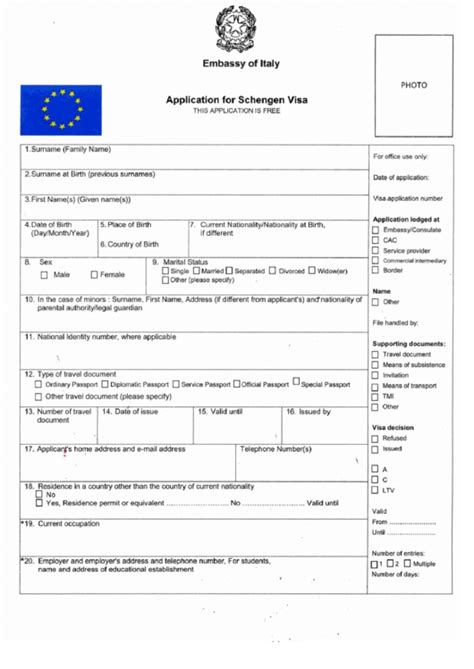 Application For Schengen Visa Embassy Of Italy Peoples Republic Of