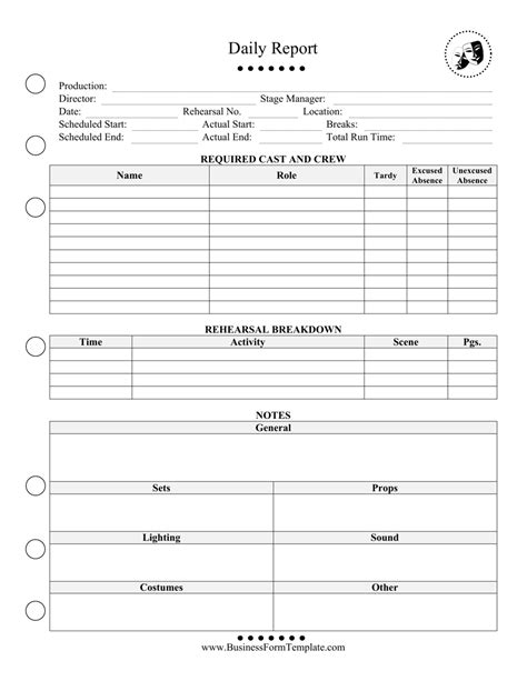 Printable Daily Report Form Printable Forms Free Online