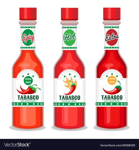 Tabasco Sauce Bottles Set Royalty Free Vector Image