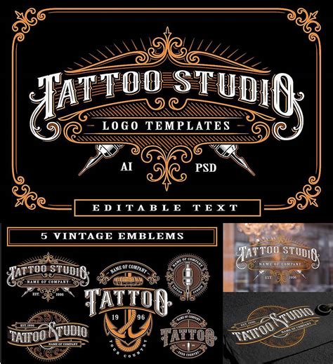 Set Of Vintage Tattoo Studio Logos Free Download