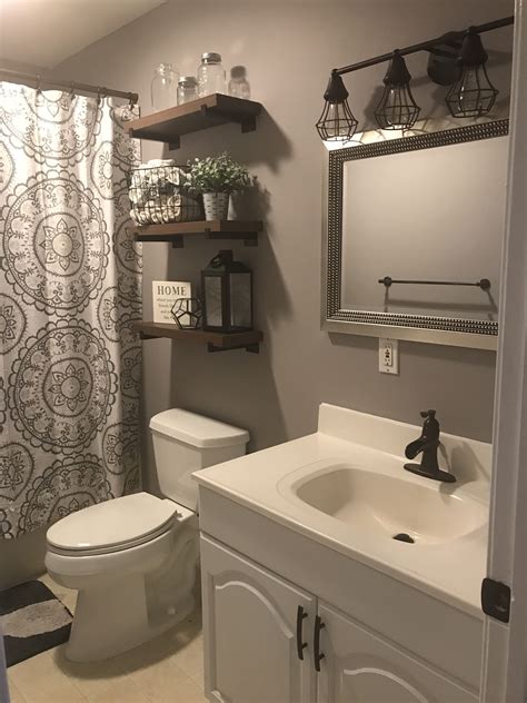 Our Updated Bathroom Brown Bathroom Decor Restroom Decor Small