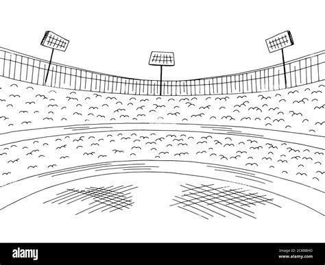 Stadium Sport Graphic Black White Sketch Illustration Vector Stock