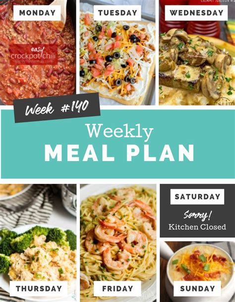 Easy Weekly Meal Plan Week 140 Week Meal Plan Easy Weekly Meals