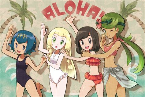 Alola Girls Pokémon Sun And Moon Pokemon Mew Sexy Pokemon Pokemon