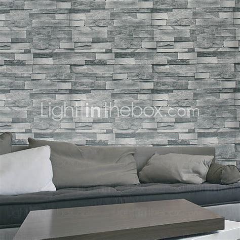 Free Download Haokhome Modern Faux Brick Wallpaper Roll Gray 3d Stone