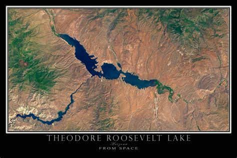 The Theodore Roosevelt Lake Arizona Satellite Poster Map Roosevelt