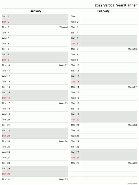 Printable 2022 Year Planner Two Month Per Page Template