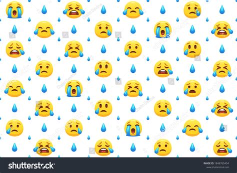 Saddest Crying Emoji Pattern Sad Yellow Stock Vector Royalty Free