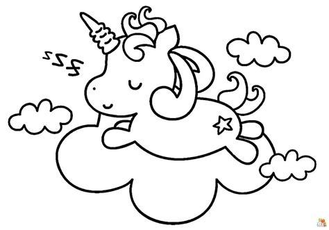 Fun Free Printable Unicorn Sleeping In The Cloud Coloring Pages