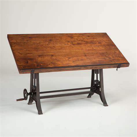 French Industrial Architect Drafting Table Walnut Zin Home