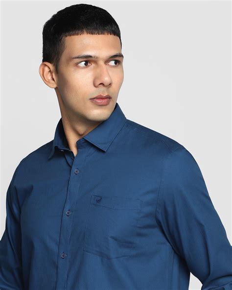 Casual Blue Solid Shirt Stellar