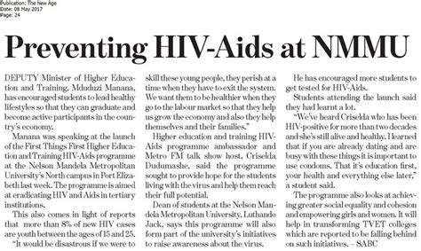 Preventing Hiv Aids At Nmmu News