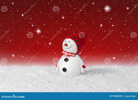 Snow Falling On A Christmas Decoration Snowman Stock Image Image Of