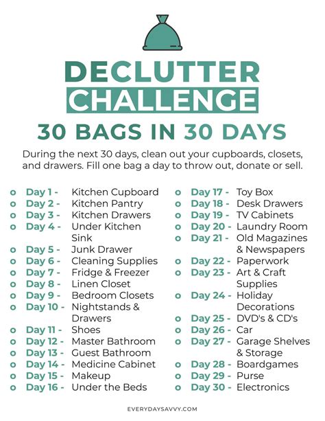 30 Day Decluttering Challenge - 30 Bags in 30 Days - Everyday Savvy