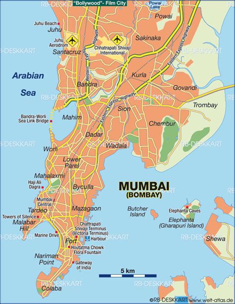 Map Of Mumbai Bombay City In India Welt Atlasde