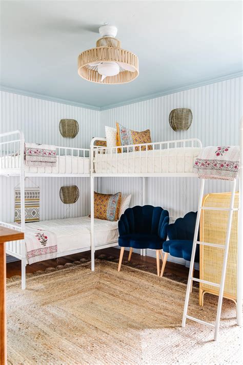 Teenage Triple Bunk Bed Beach Themed Bedroom Makeover Design It