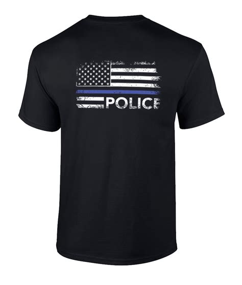 Thin Blue Line Distressed American Flag Police T Shirt Xxl