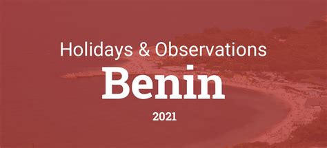 Holidays And Observances In Benin In 2021