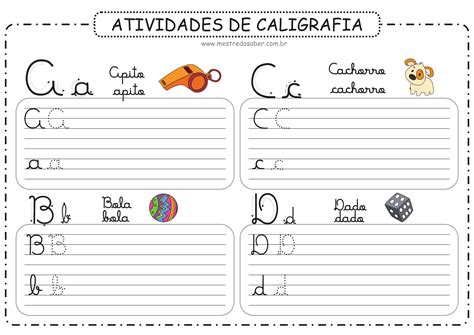 Atividades De Caligrafia Mestre Do Saber Atividades De