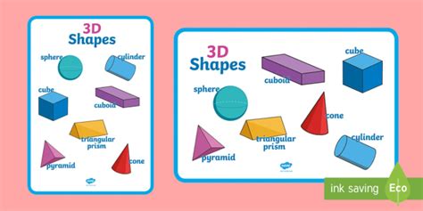 2d And 3d Shapes Poster 3d Shape Posters Shape Posters 60 Off