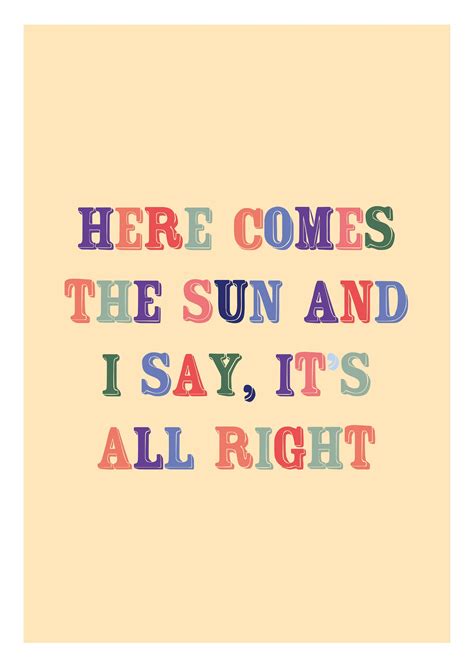 Here Comes The Sun Beatles Lyrics Poster Beatles Print Etsy