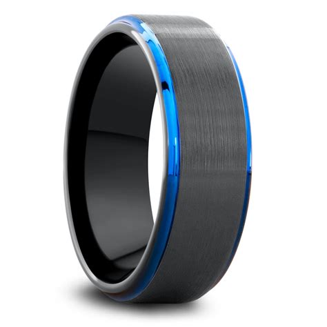 Antrim Mens Blue And Black Ring Mens Modern Wedding Band