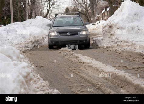 High Snow Banks Disrupt Traffic In The Montreal Suburb Of Westmount