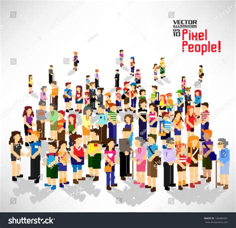 Large Group People Gather Together Vector Stock Vector 106489361
