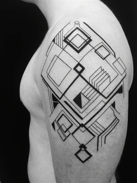 Geometric Linework Shoulder Tattoo Design Mens Shoulder Tattoo Cool