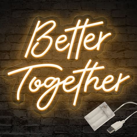 Atols Better Together Neon Sign For Wall Decor Battery Or Usb Powered