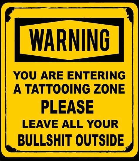 Funny Tattoo Warning Caution Danger Sign Self Adhesive Sticker Well