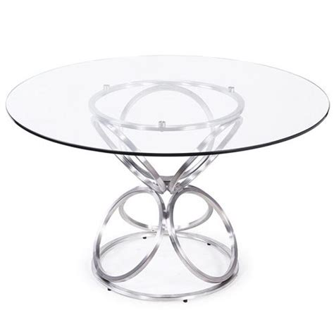 Armen Living Brooke 48 Round Glass Dining Table In Stainless Steel