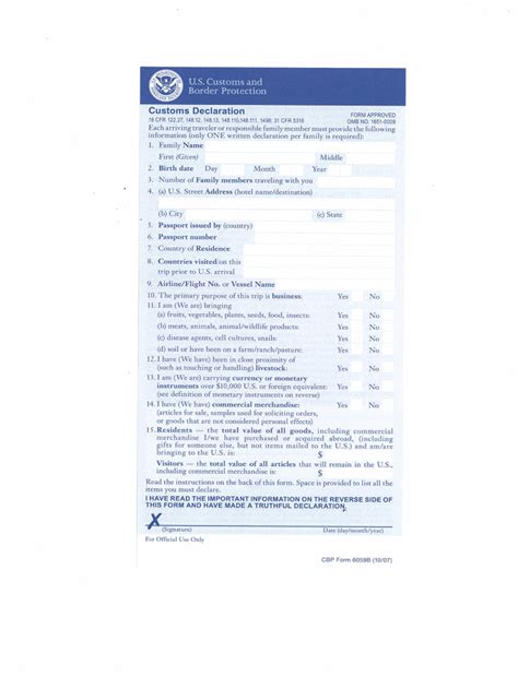 Form 6059b Customs Declaration English Fillable Fill Out And Sign Online