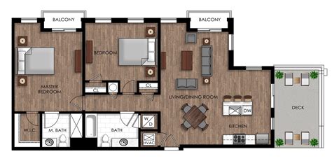 Rendered Floor Plan Balcony Bedroom Livingdining Room 2d Master
