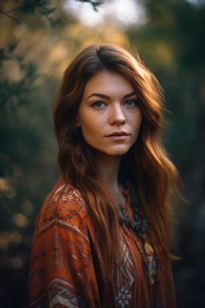 Premium Ai Image Portrait Of A Beautiful Young Woman In The Outdoors