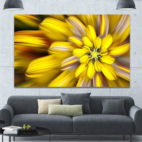 Designart Massive Yellow Fractal Flower Extra Large Floral Canvas Art