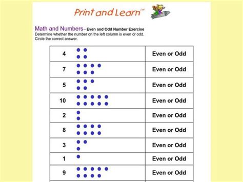 Even And Odd Number Exercise Worksheet For Kindergarten 2nd Grade