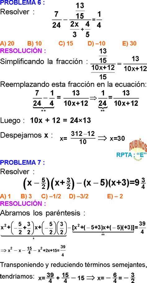 Ecuaciones Con Fracciones Ejercicios Resueltos Pdf