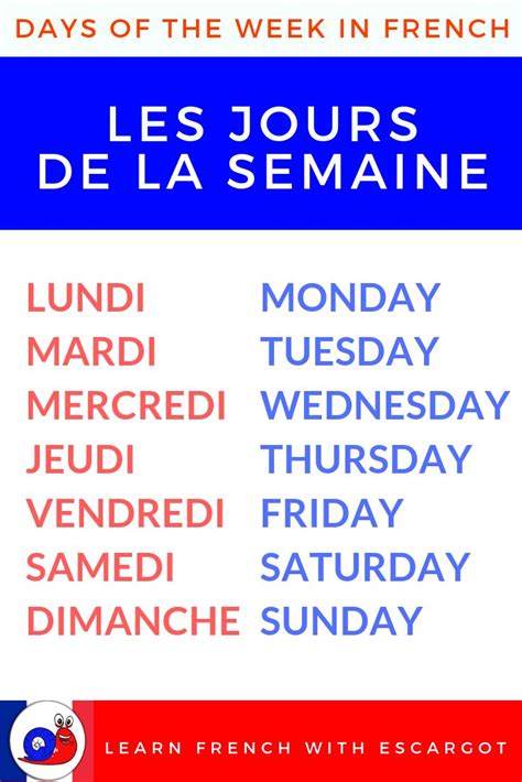 bonjour learn  days   week  french  extra vocabulary