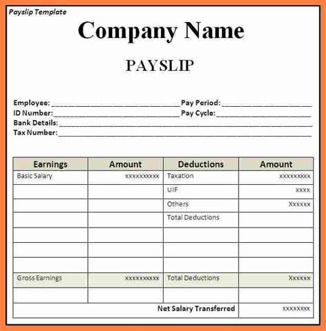 Excel Pay Slip Template Singapore Payslip Template Malaysia