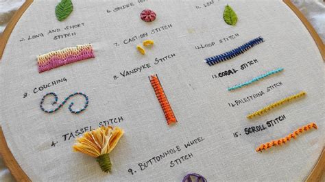 15 Basic Hand Embroidery Stitches For Absolute Beginners Part 2 Youtube