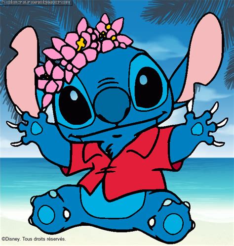 Coloriage Lilo Et Stitch Sur La Plage Sans Dépasser